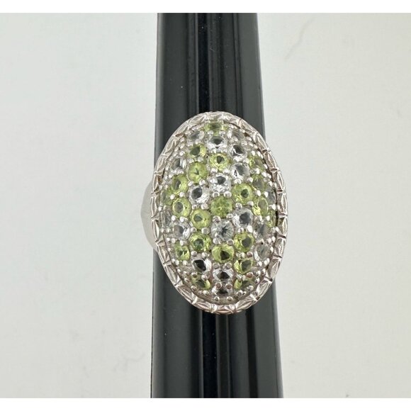 3 Carat Large and Beautiful Peridot Pave' Ring Size 7 - Picture 12 of 16
